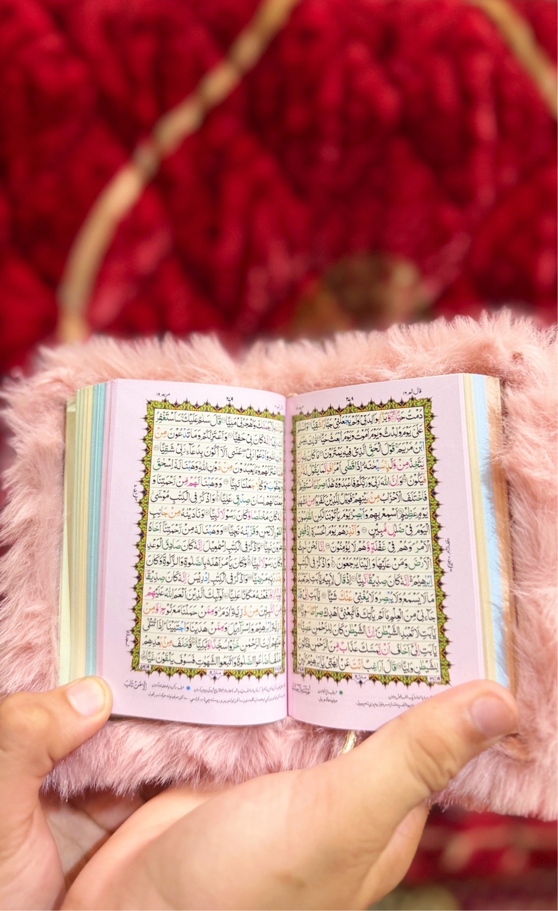 Pocket Quran 16 Lines Tajveedi Pink Fur